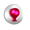 Red Golf ball on tee icon isolated on transparent background. Silver circle button. Royalty Free Stock Photo