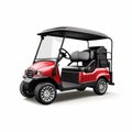 Photorealistic Red Golf Cart On White Background