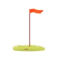 Red golf flag, golf sport equipment cartoon vector Illustration Royalty Free Stock Photo