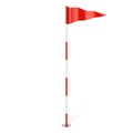 Red golf flag in hole 3D Royalty Free Stock Photo