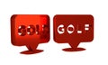 Red Golf label icon isolated on transparent background.