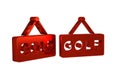 Red Golf label icon isolated on transparent background.