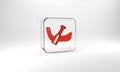 Red Gondola boat italy venice icon isolated on grey background. Tourism rowing transport romantic. Glass square button Royalty Free Stock Photo