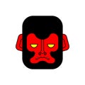 Red gorilla face. Evil monkey head. Vector illustration