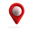 Red GPS pointer. Red map pointer. isolated on white background. three-dimensional rendering. 3d render Royalty Free Stock Photo