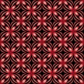 Red gradient on black geometric tile oval and circle seamless repeat pattern background Royalty Free Stock Photo