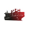 red gradient container ship silhouette. cargo ship vector