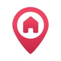 Red gradient house pointer pin location icon