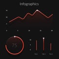 Red gradient infographics elements template with realistic shadows and lights. Can be used for workflow layout, diagram