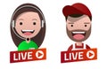 Red gradient Live Stream sign with Carpenter and Operator avatar