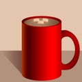 Red gradient mug with coffee and marshmellows