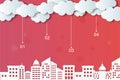 Vector clouds and cities Royalty Free Stock Photo