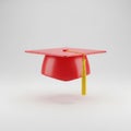 Red Graduation Cap 3DRender Mortarboard Royalty Free Stock Photo