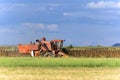 Red grain harvester combine to work Royalty Free Stock Photo