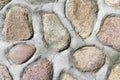 Red granite stones in wall