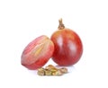 Red grape and seed isolated on the white background Royalty Free Stock Photo