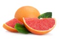 Red grapefruit with leaf Royalty Free Stock Photo