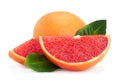 Red grapefruit with leaf Royalty Free Stock Photo
