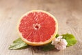 Red grapefruit and leaf Royalty Free Stock Photo
