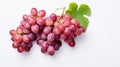 red grapes with green leaves on white background Royalty Free Stock Photo