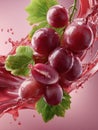 red grapes in a vine splash Royalty Free Stock Photo
