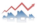 Red graph and houses Royalty Free Stock Photo