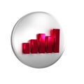 Red Graph, schedule, chart, diagram, infographic, pie graph icon isolated on transparent background. Silver circle Royalty Free Stock Photo