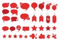Red graphic elements vector collection: speech bubbles, tags, stars, splatters Royalty Free Stock Photo
