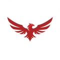 Red graphic of a stylized bird, resembling an eagle or phoenix, with outstretched wing Royalty Free Stock Photo