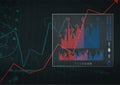 Red graphs over digital interface with data processing against black background Royalty Free Stock Photo