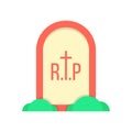 Red grave icon with bushes Royalty Free Stock Photo