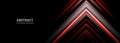 Red and gray abstract arrows on a wide black background banner.