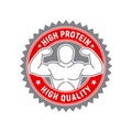 Red And Gray Badge High Protein High Quality Royalty Free Stock Photo