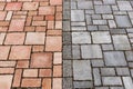 Red and gray brick paving stones on a sidewalk Royalty Free Stock Photo