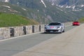 Red and gray Ferrari take part in the CAVALCADE 2018 event along the roads of Italy, France and Switzerland around MONTE BIANCO