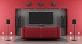 Red and gray home cinema Royalty Free Stock Photo