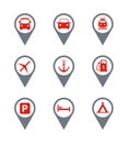 Red - Gray Travel Icons. Set 20 Vector Icons. Royalty Free Stock Photo