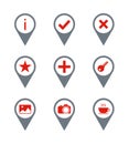 Red - Gray Travel Icons. Set 9 Vector Icons. Royalty Free Stock Photo