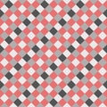 Red Gray White Seamless Diagonal French Checkered Pattern. Inclined Colorful Fabric Check Pattern Background. 45 degrees Classic