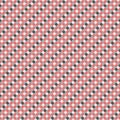 Red Gray White Seamless Small Diagonal French Checkered Pattern. Little Inclined Colorful Fabric Check Pattern Background. 45