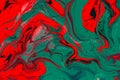 Red green acrylic fluid art, abstract creative Christmas background