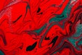 Red green acrylic fluid art, abstract creative Christmas background