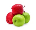 Red and green apple with drops of water on a white background Royalty Free Stock Photo