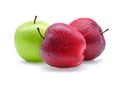 Red and green apple with drops of water on white background Royalty Free Stock Photo