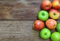 Red and green apple fruit on wood Royalty Free Stock Photo