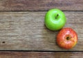Red and green apple fruit on wood Royalty Free Stock Photo