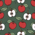 Red and green apple illustration pattern background, vector Royalty Free Stock Photo