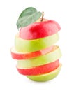 Red-green apple with leaf Royalty Free Stock Photo