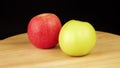 Red and green Apple rotates 360 degrees