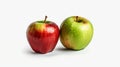 Red and green apple with waterdrops on isolated white background - closeup fresh and healthy fruits Royalty Free Stock Photo